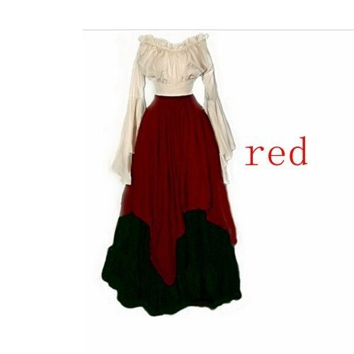 New European And American Long Sleeve Dress Women's Medieval Clothing