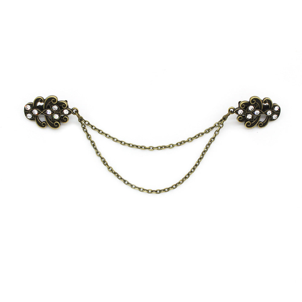 Vintage Fur Collar Clip Tassel Chain Suit Brooch