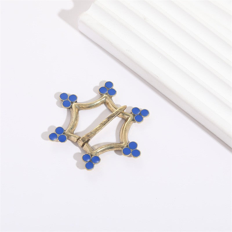Six-pointed Star Oil Dripping Alloy Viking Brooch Artistic Retro Fashion