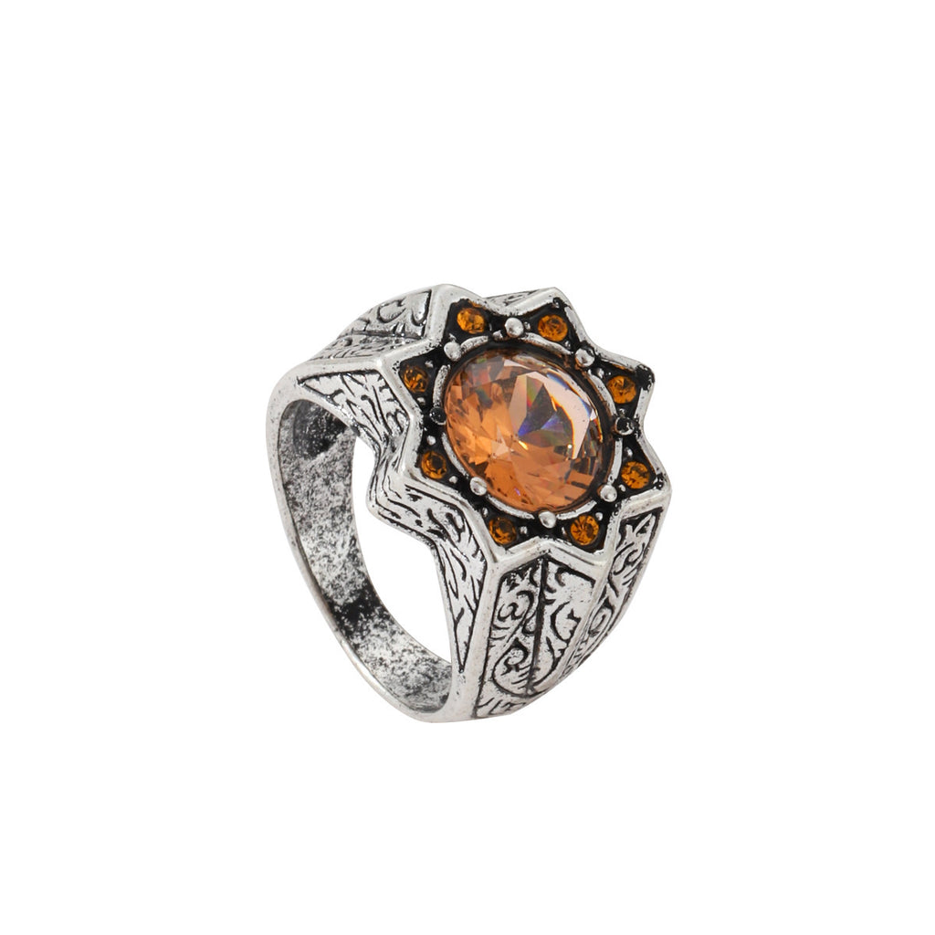 Fashion Personality Retro Crystal Men's Sun Ring