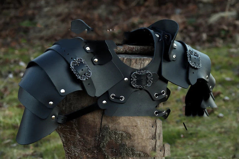 Cross-border Supply European And American Medieval Retro Multi-layer Leather Rivet Shoulder Pad Stage Performance Props