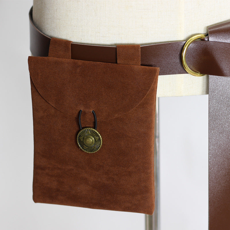 Medieval Renaissance Leather Black Suede Bag