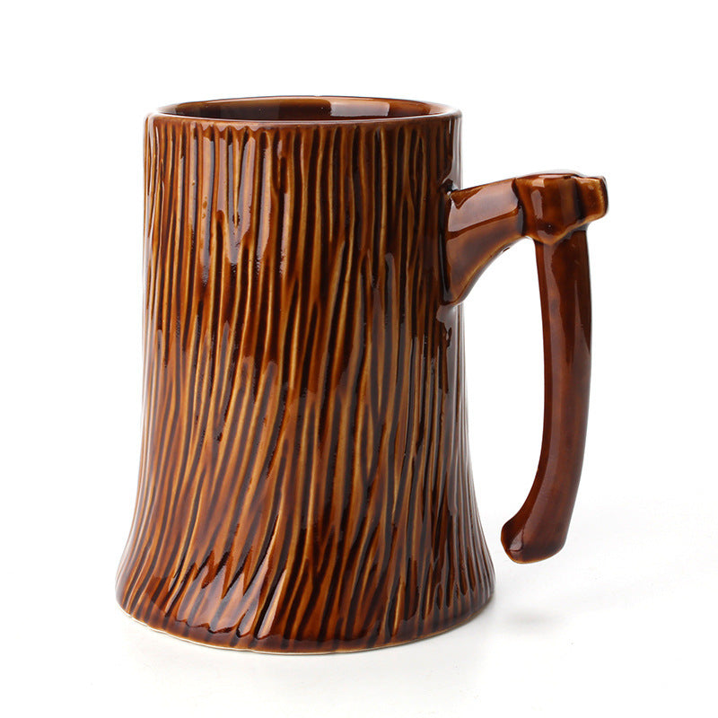 Creative Ceramic Stump Axe Cup