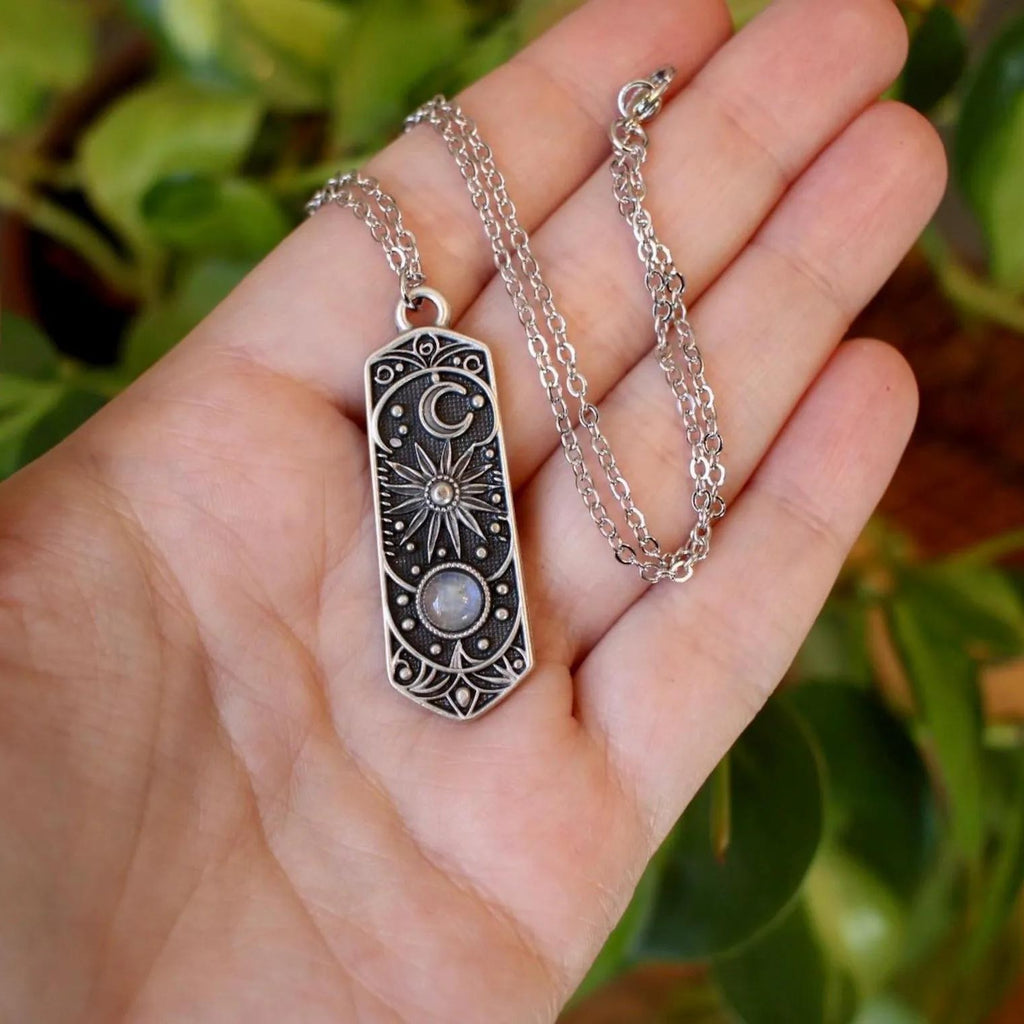 Silver Universe Sun Moon Star Gem Necklace Jewelry Personality Wholesale