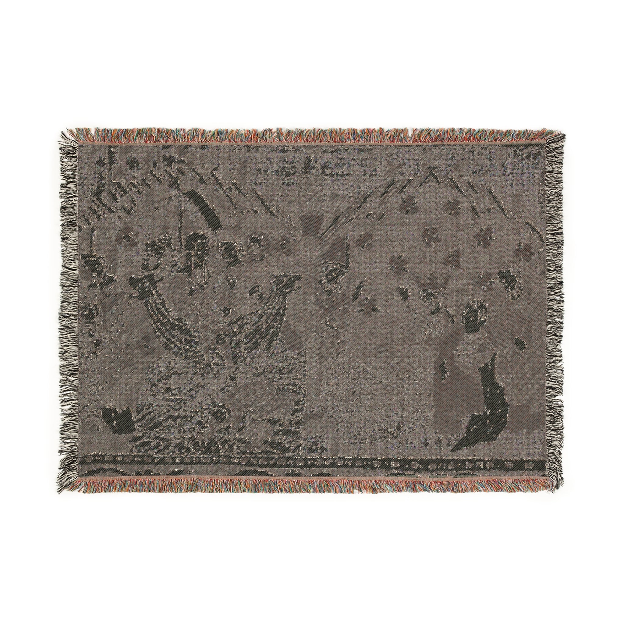 Woven Blanket Tapestry Throw, Christian Icon Nicholas of Myra and Emperor Constantine