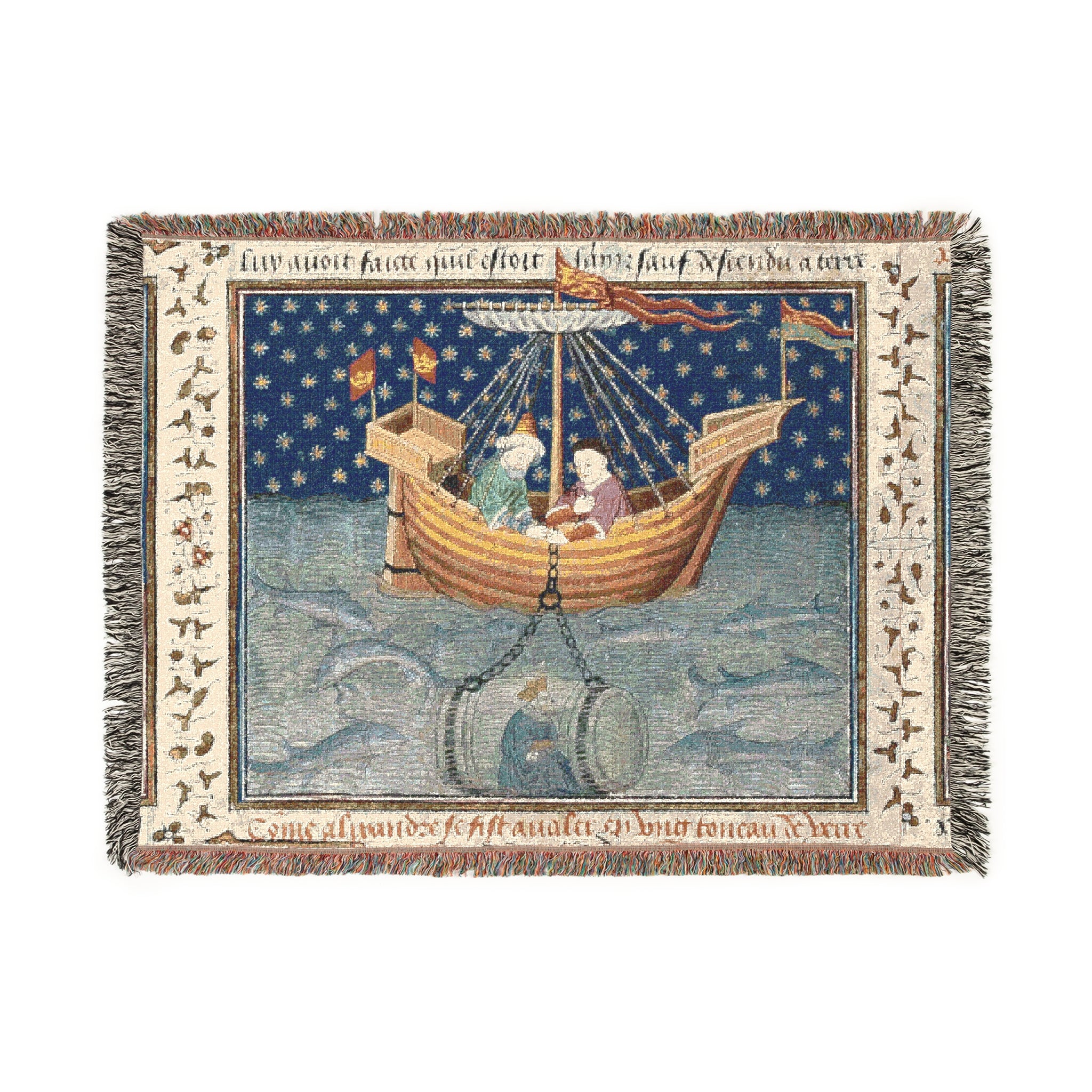 Tapestry Blanket, "Alexander Explores the Sea in a Submarine"