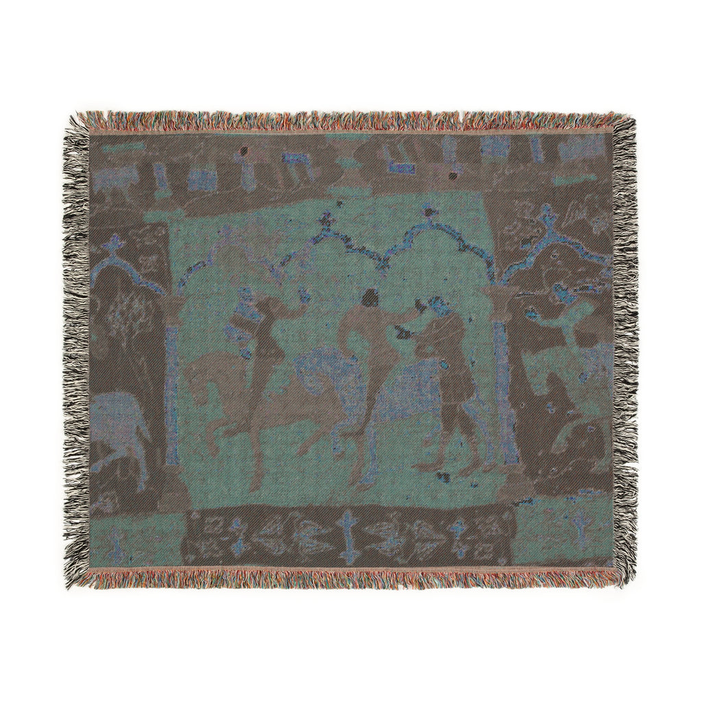 Woven Tapestry Throw Blanket of "Tristan Journeying to Ireland", Gift for Art Lovers, Cozy Home Accent