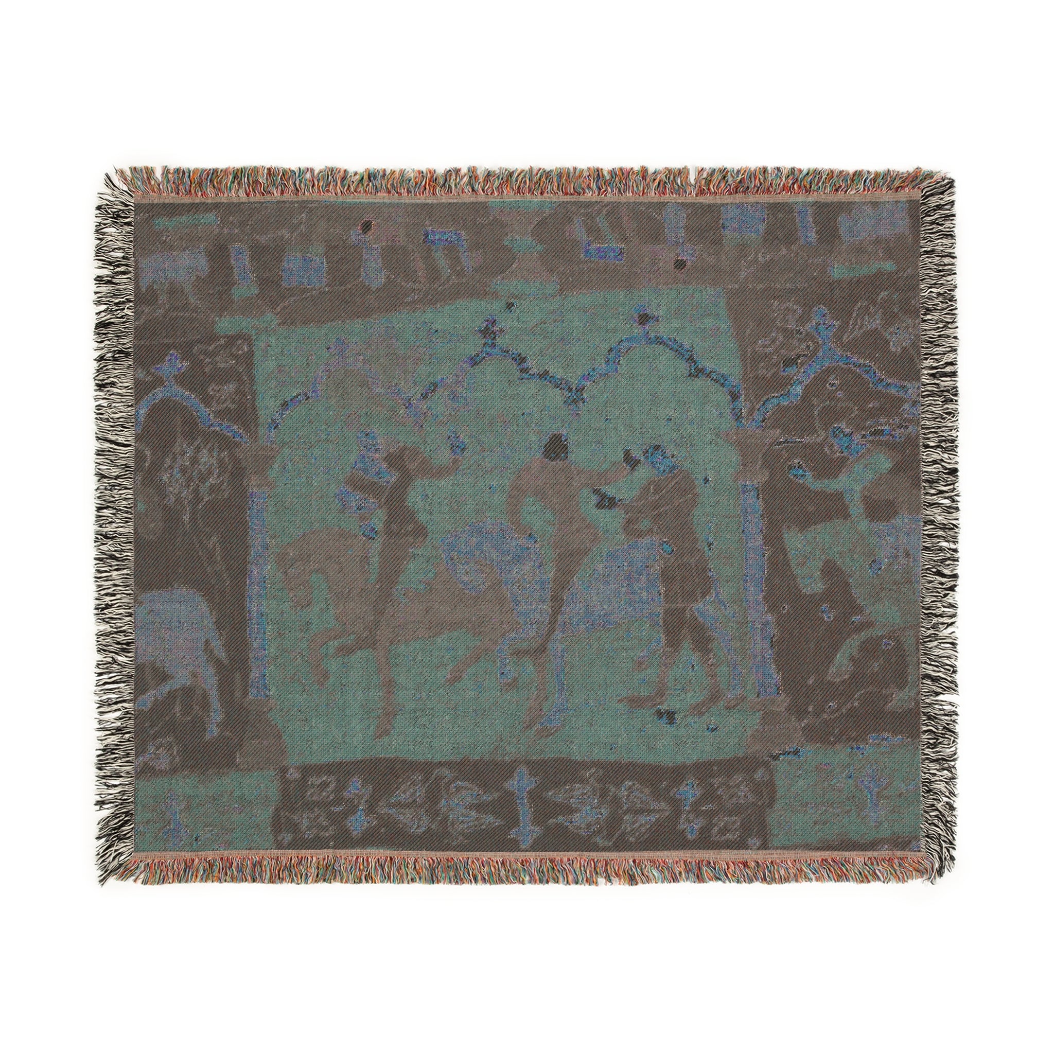 Woven Tapestry Throw Blanket of "Tristan Journeying to Ireland", Gift for Art Lovers, Cozy Home Accent
