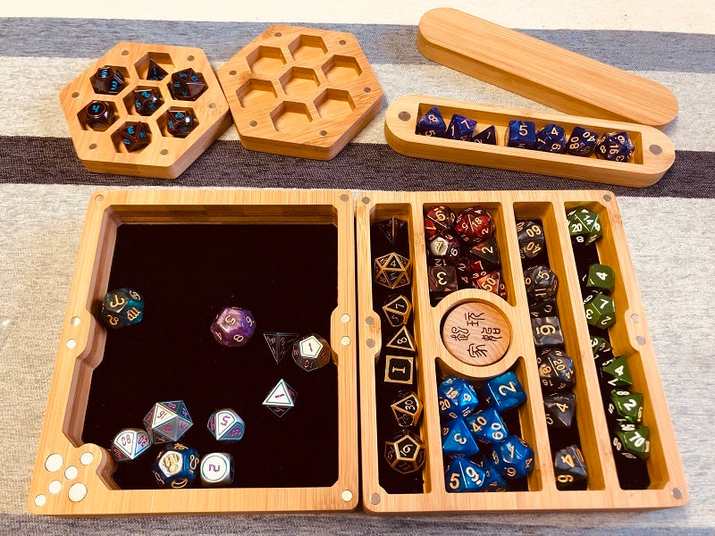 Geometric Shape Wooden Dice Storage Box