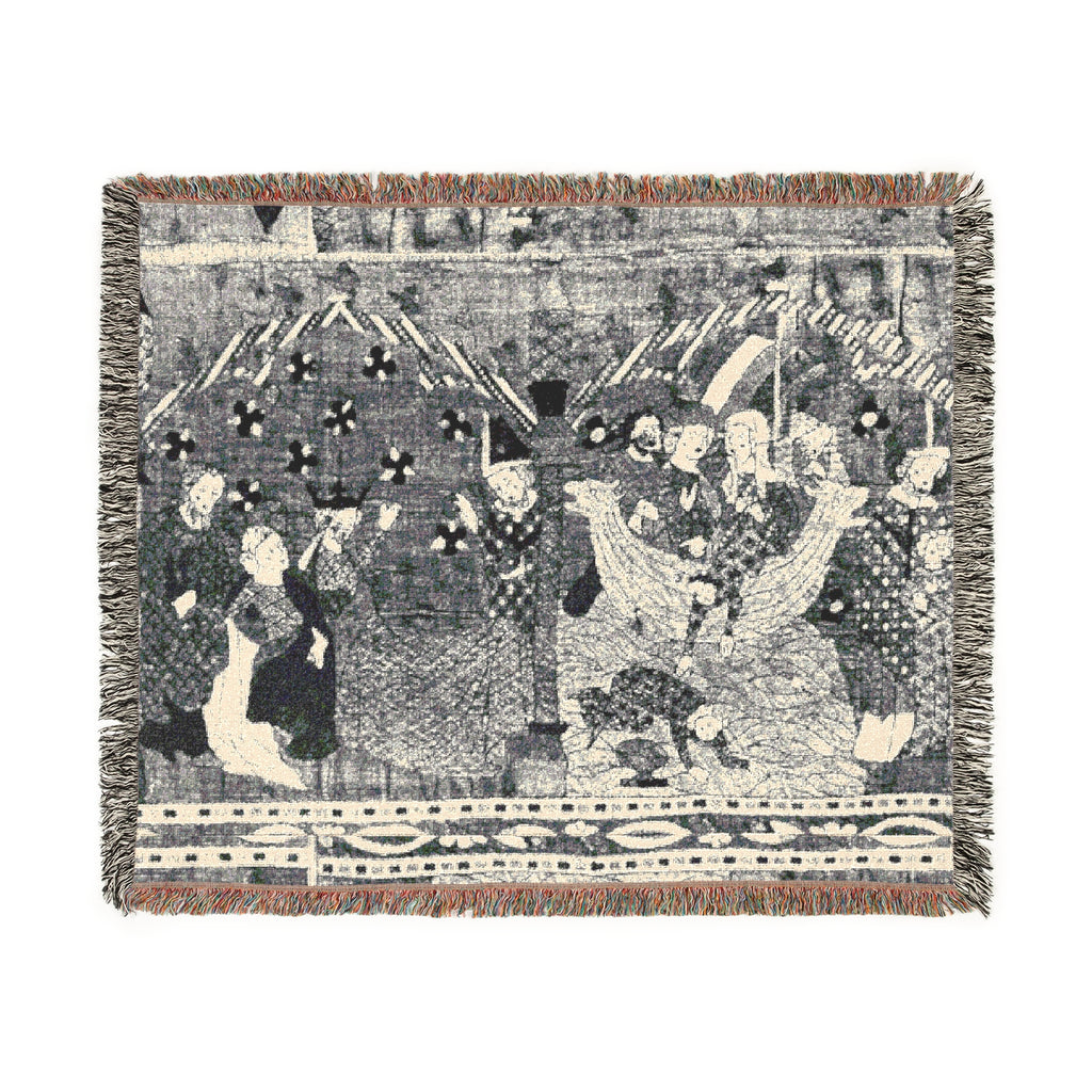 Woven Blanket Tapestry Throw, Christian Icon Nicholas of Myra and Emperor Constantine