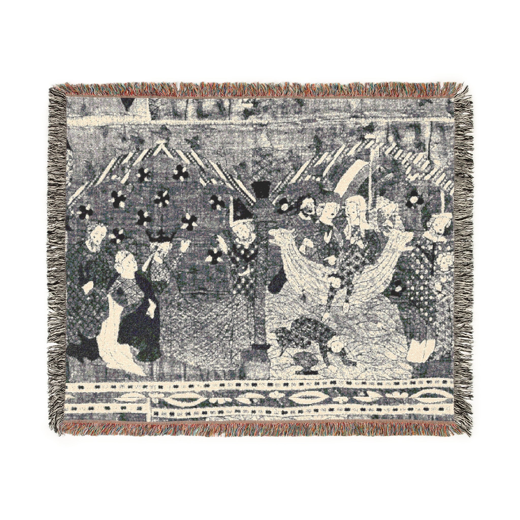 Woven Blanket Tapestry Throw, Christian Icon Nicholas of Myra and Emperor Constantine