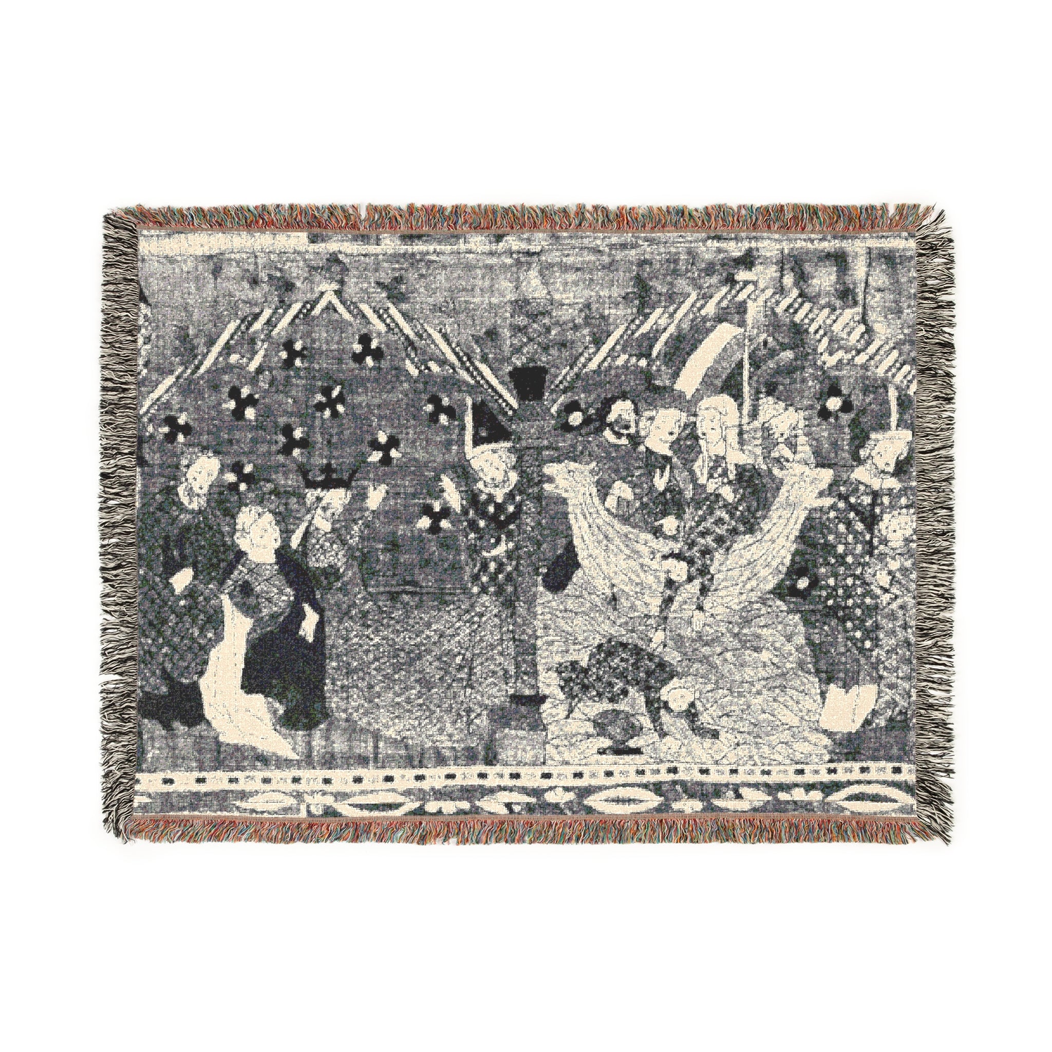 Woven Blanket Tapestry Throw, Christian Icon Nicholas of Myra and Emperor Constantine