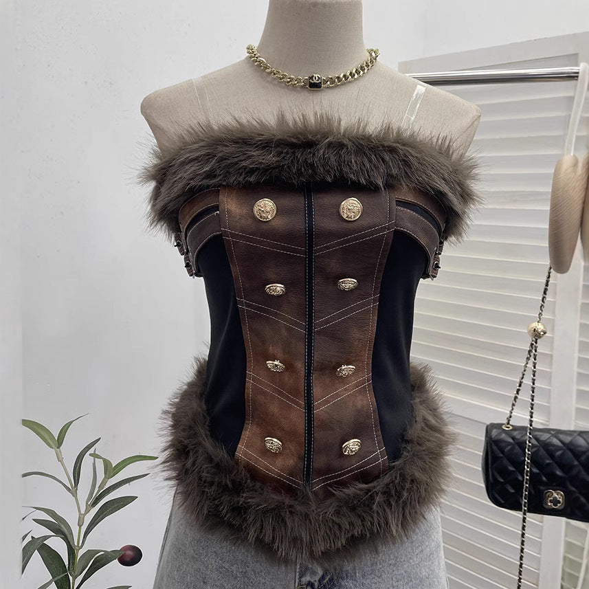 Women's European And American Leather Tube Top