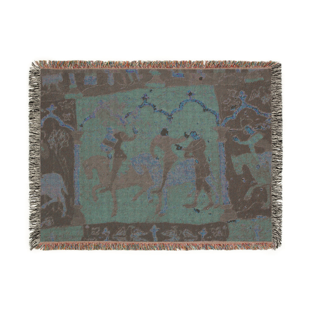Woven Tapestry Throw Blanket of "Tristan Journeying to Ireland", Gift for Art Lovers, Cozy Home Accent