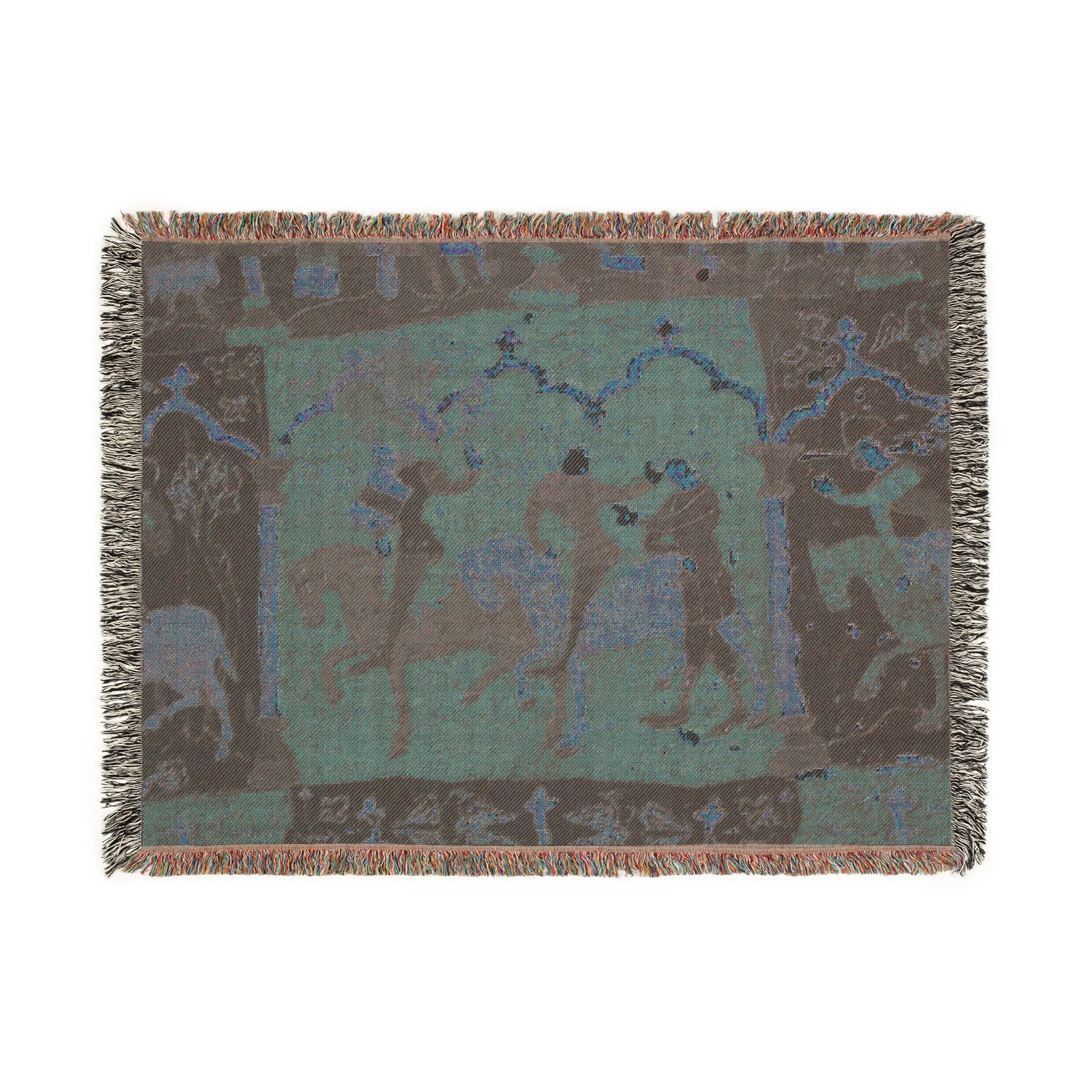 Woven Tapestry Throw Blanket of "Tristan Journeying to Ireland", Gift for Art Lovers, Cozy Home Accent