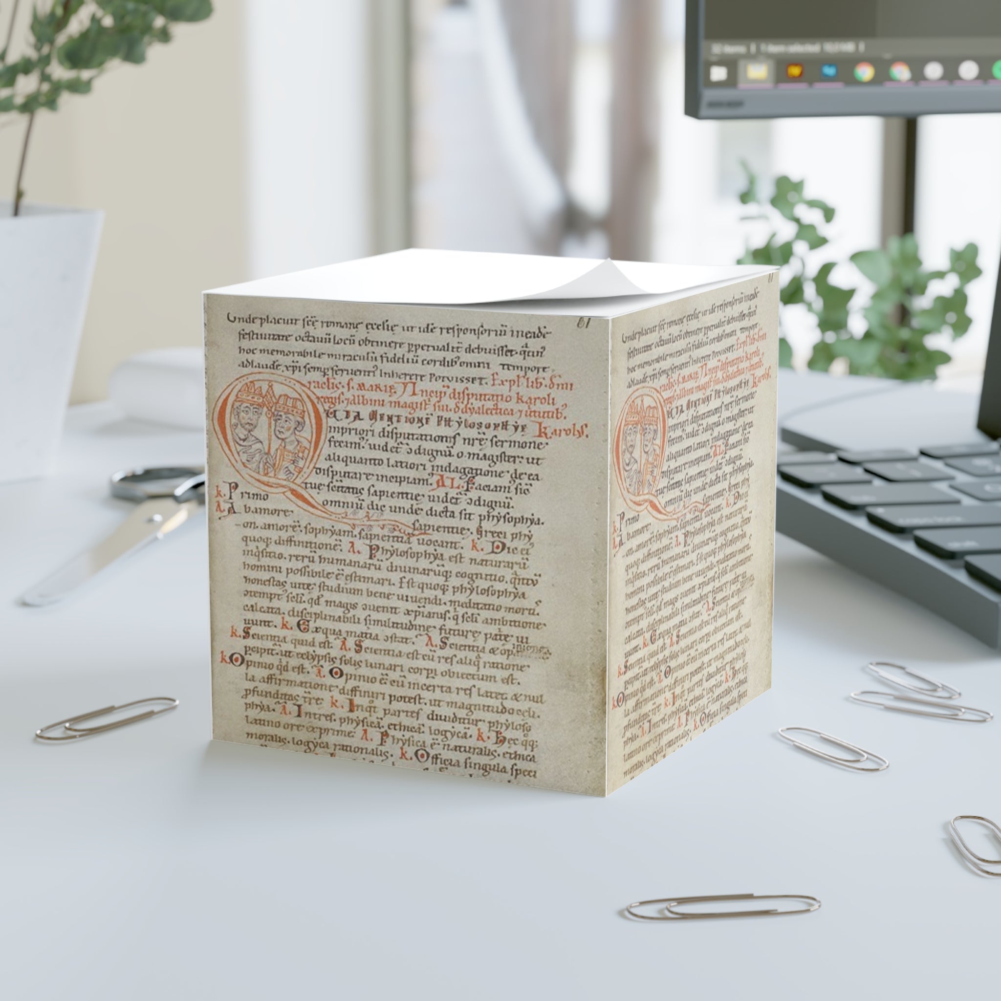 Medieval Manuscript Note Cube,  'Alcuin Dialectic'