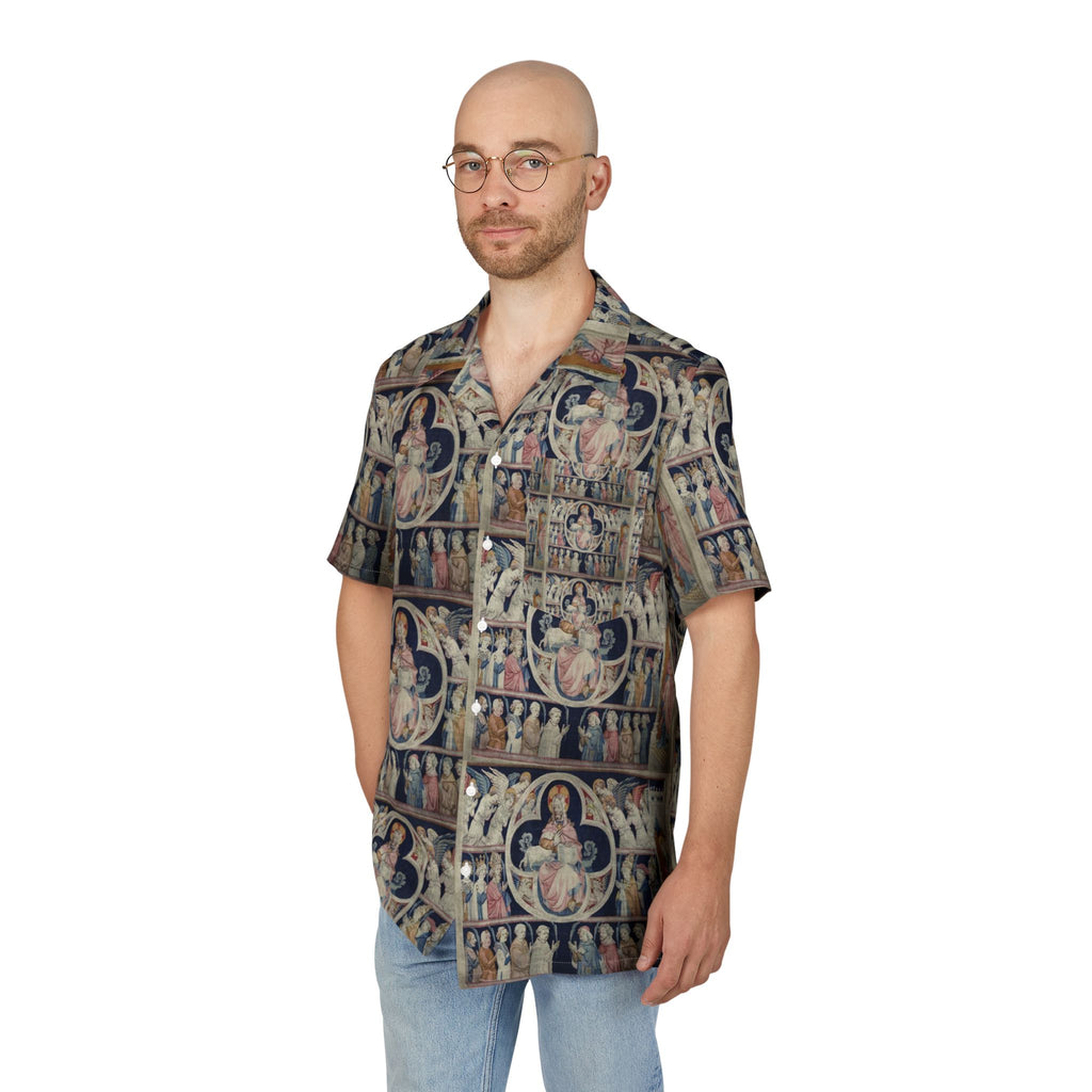 Hawaiian Button-Down Shirt with 'Adoration of the Christ'