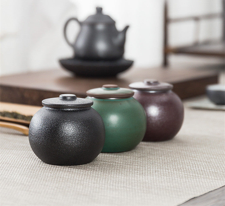 Stoneware Tea Caddy Gift Box Ceramic Storage Tank Ceramic Airtight Pot Tea Storage Tank