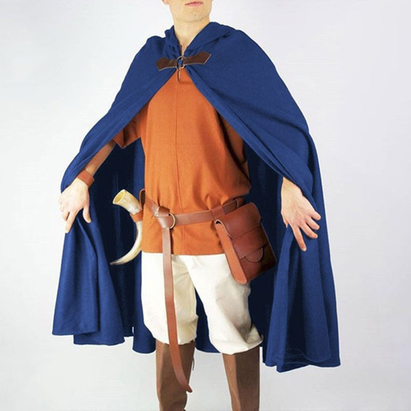 Men's Long Cloak Hooded Medieval Robe
