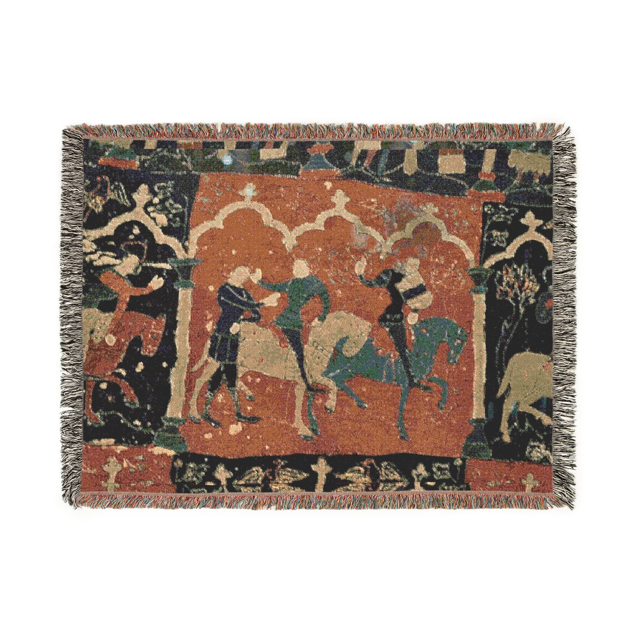 Woven Tapestry Throw Blanket of "Tristan Journeying to Ireland", Gift for Art Lovers, Cozy Home Accent