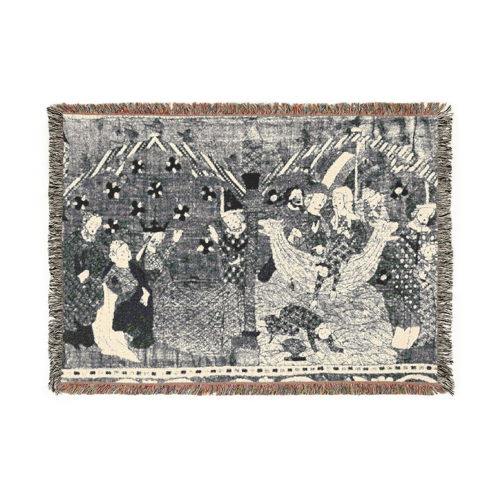 Woven Blanket Tapestry Throw, Christian Icon Nicholas of Myra and Emperor Constantine