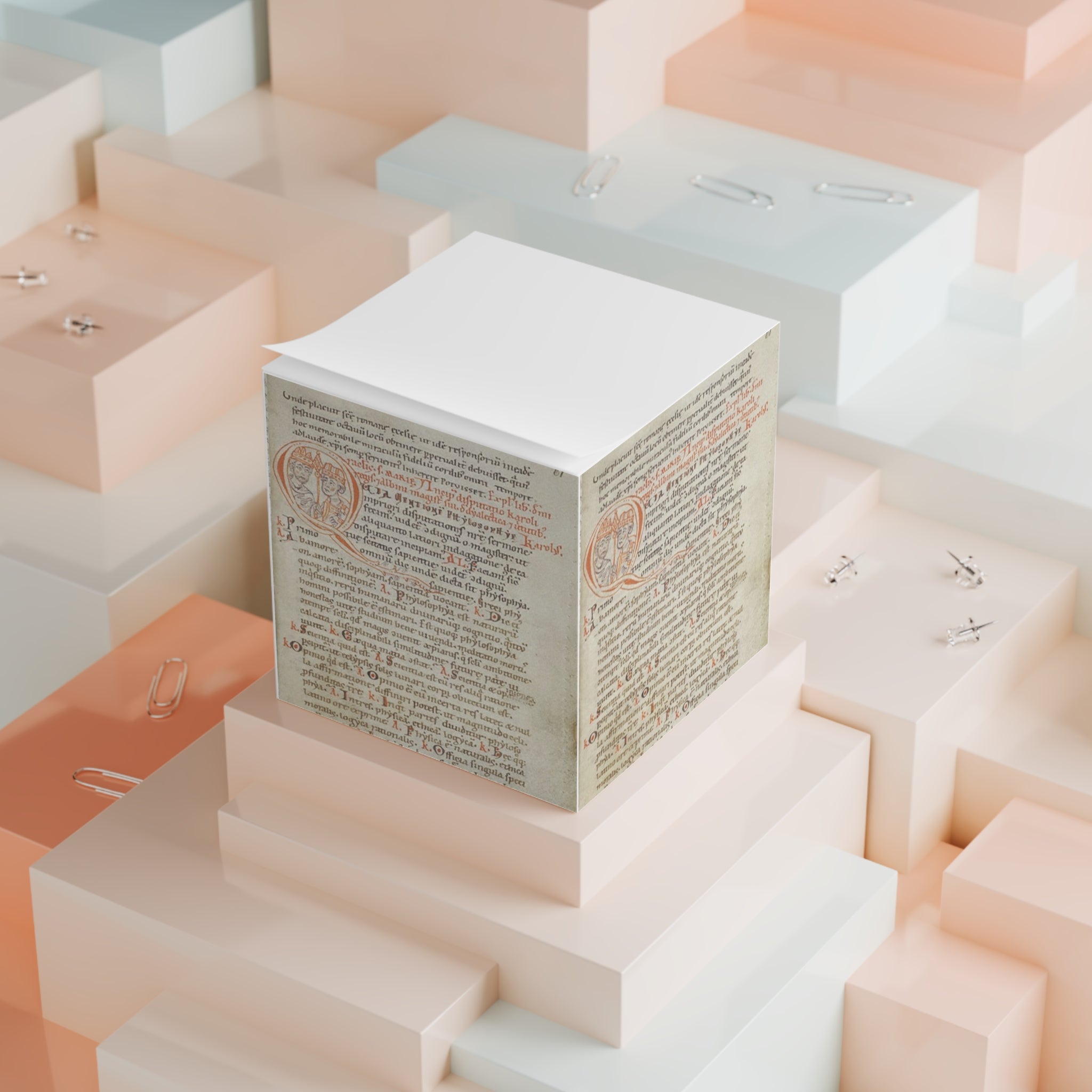 Medieval Manuscript Note Cube,  'Alcuin Dialectic'