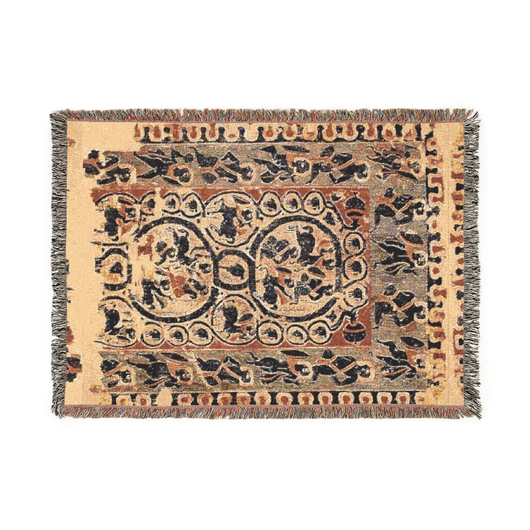 Woven Blanket, "Grapes Vines from Vases" Coptic Tapestry