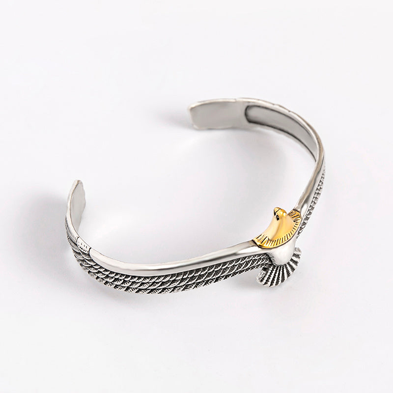 Ethnic Nordic Antique Silver Plated Bangle Eagle Hawk Cuff Bracelet For Men Viking Jewelry