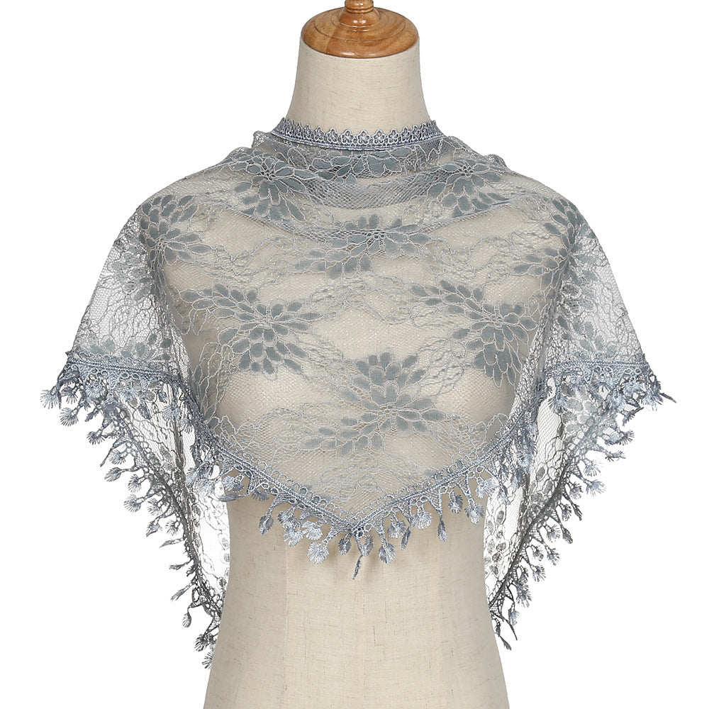 Korean Lace Monochrome Triangle Shawl