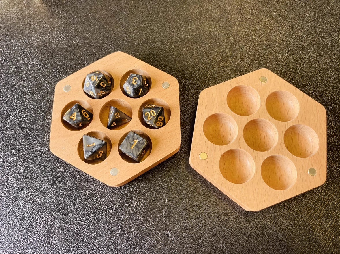 Geometric Shape Wooden Dice Storage Box