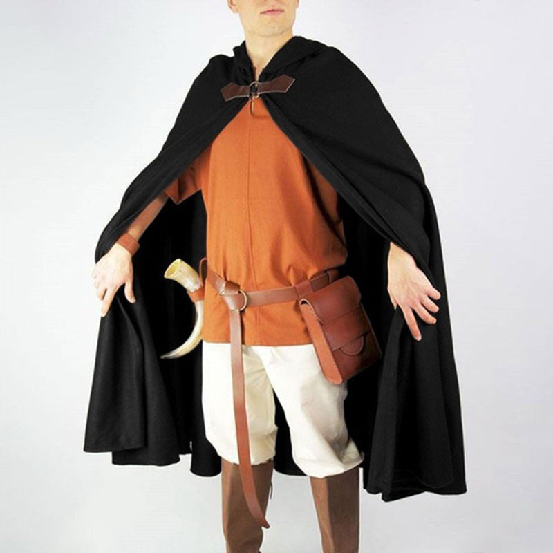 Men's Long Cloak Hooded Medieval Robe