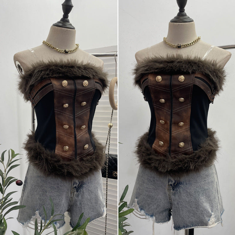 Women's European And American Leather Tube Top