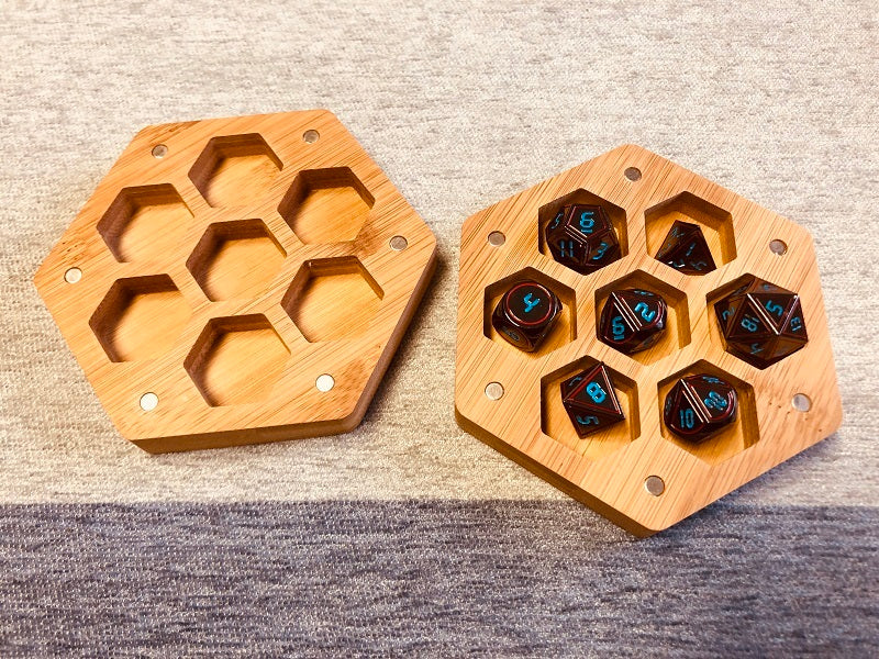 Geometric Shape Wooden Dice Storage Box