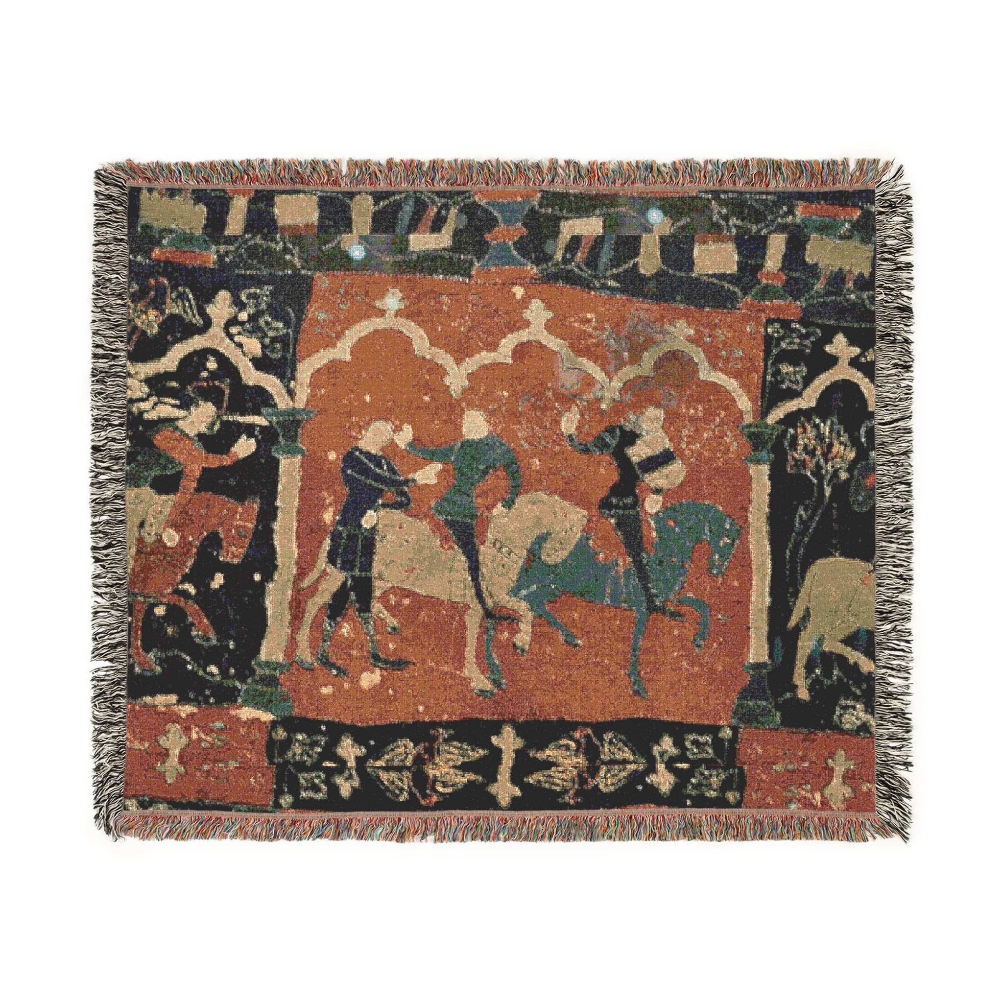 Woven Tapestry Throw Blanket of "Tristan Journeying to Ireland", Gift for Art Lovers, Cozy Home Accent