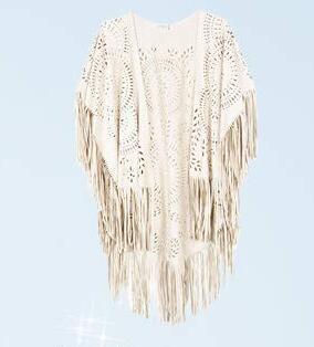 Summer New Women's Blouse Tassel Shawl Cloak