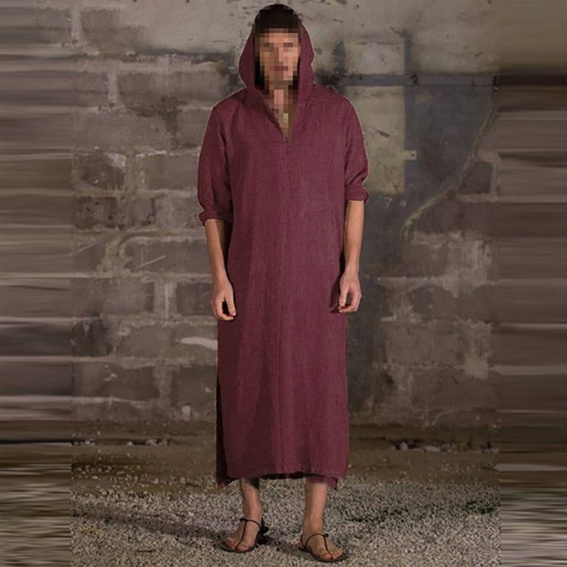 Medieval Long Sleeve Hooded Tunic