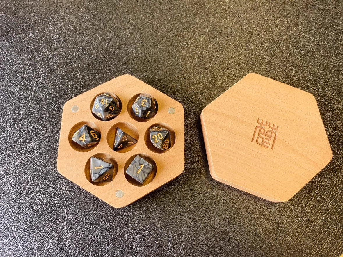 Geometric Shape Wooden Dice Storage Box