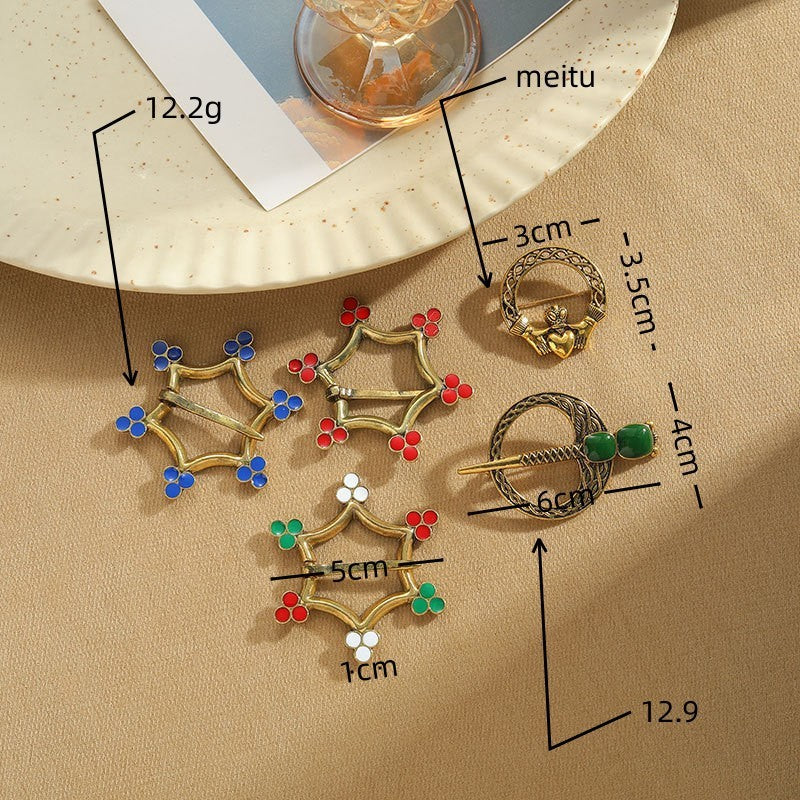 Six-pointed Star Oil Dripping Alloy Viking Brooch Artistic Retro Fashion