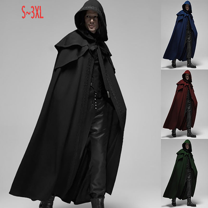 Samurai Wizard Hooded Cape Cloak Performance Costume