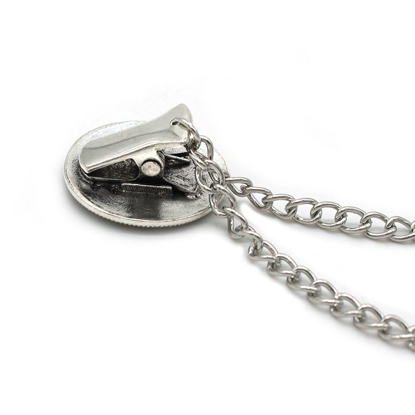 Vintage Fur Collar Clip Tassel Chain Suit Brooch