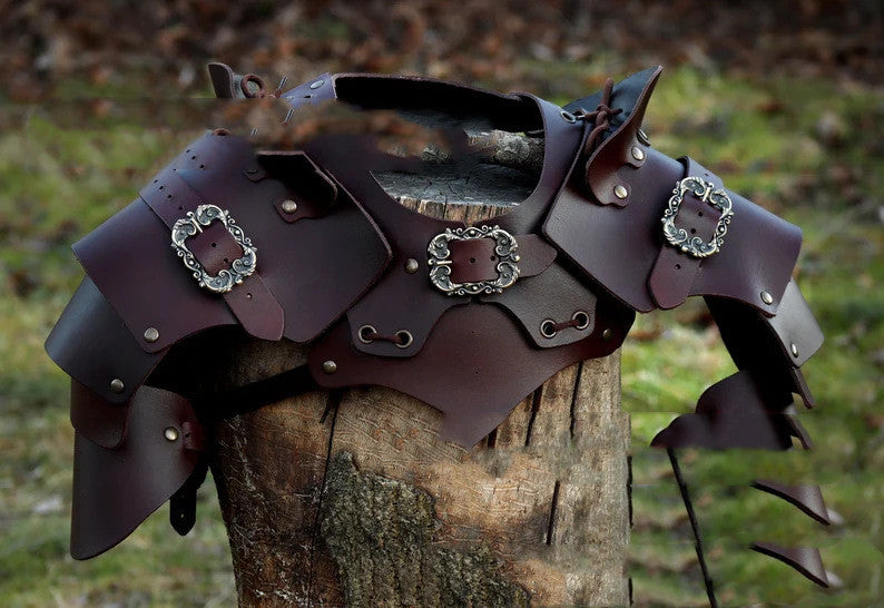 Cross-border Supply European And American Medieval Retro Multi-layer Leather Rivet Shoulder Pad Stage Performance Props