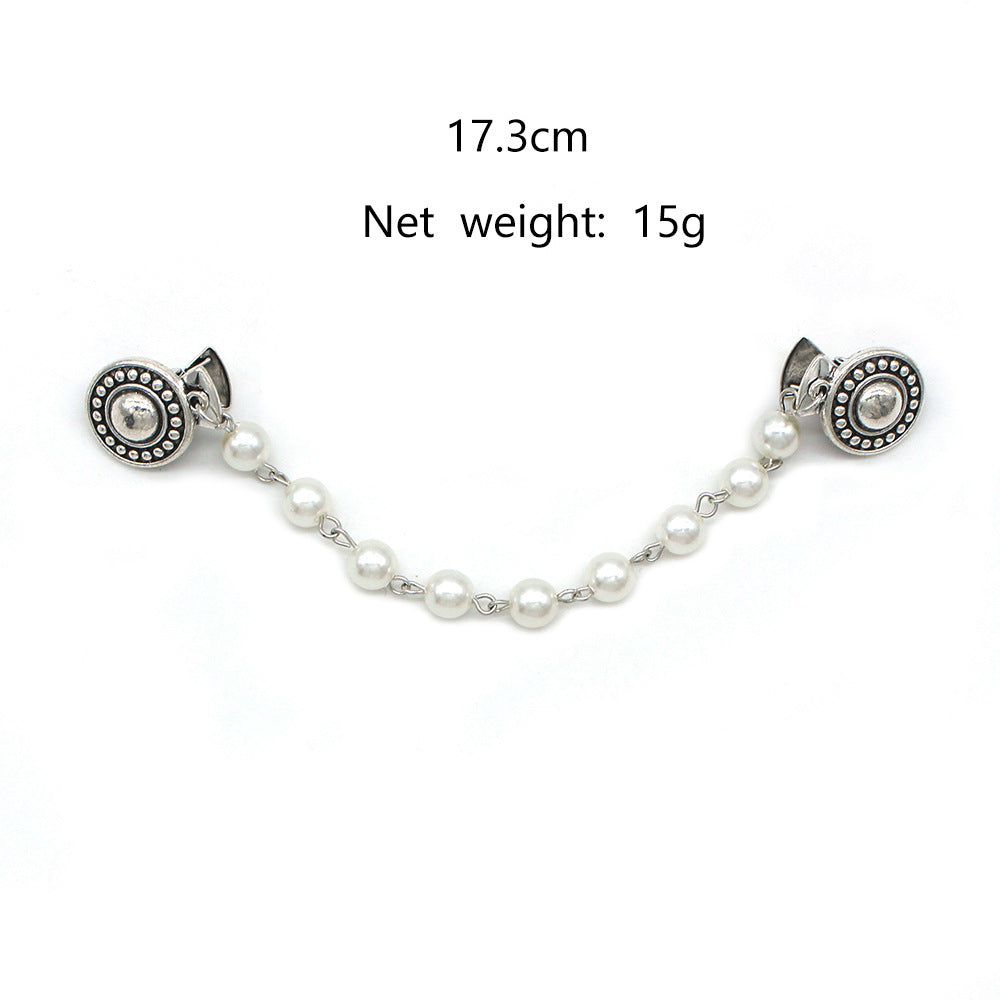 Vintage Fur Collar Clip Tassel Chain Suit Brooch