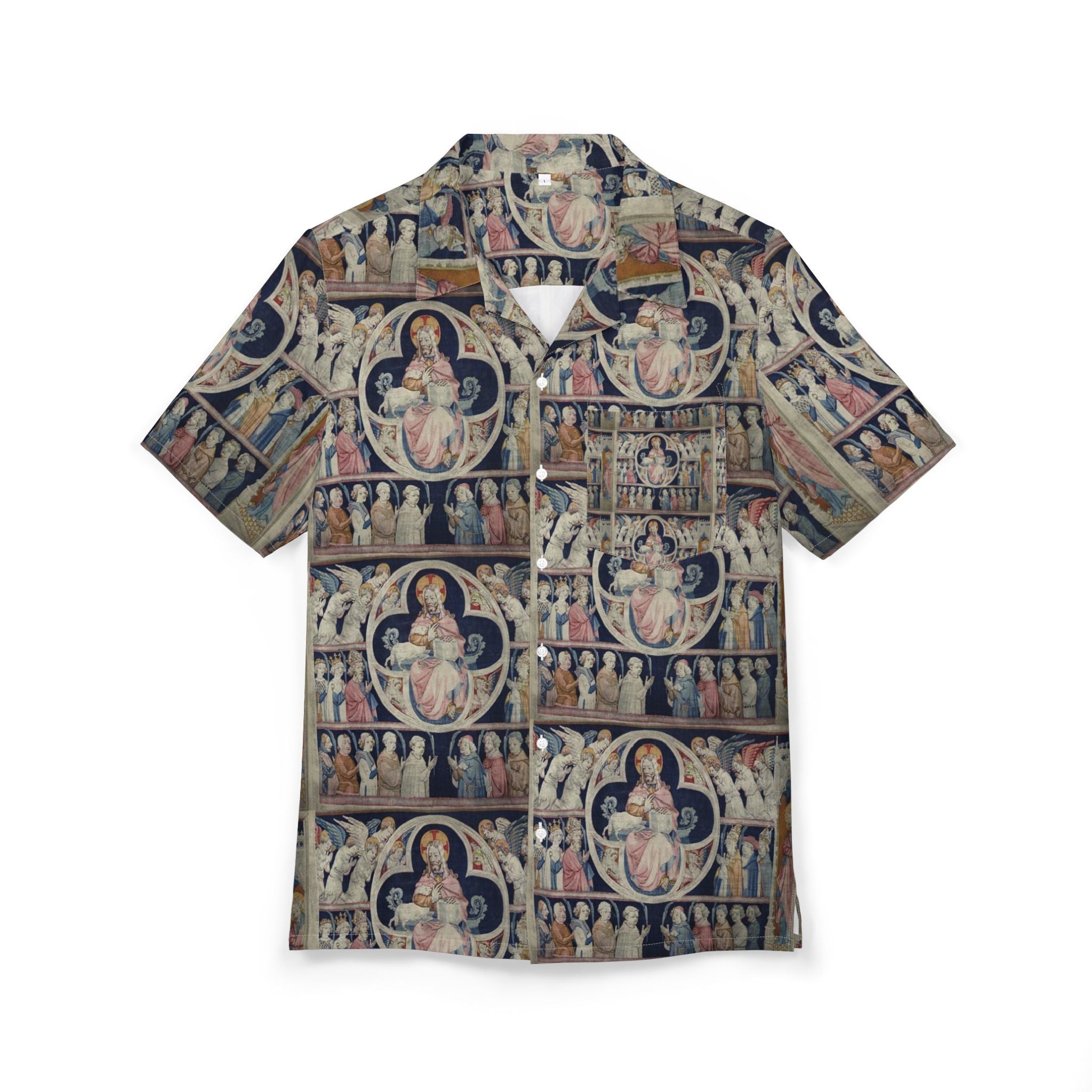 Hawaiian Button-Down Shirt with 'Adoration of the Christ'