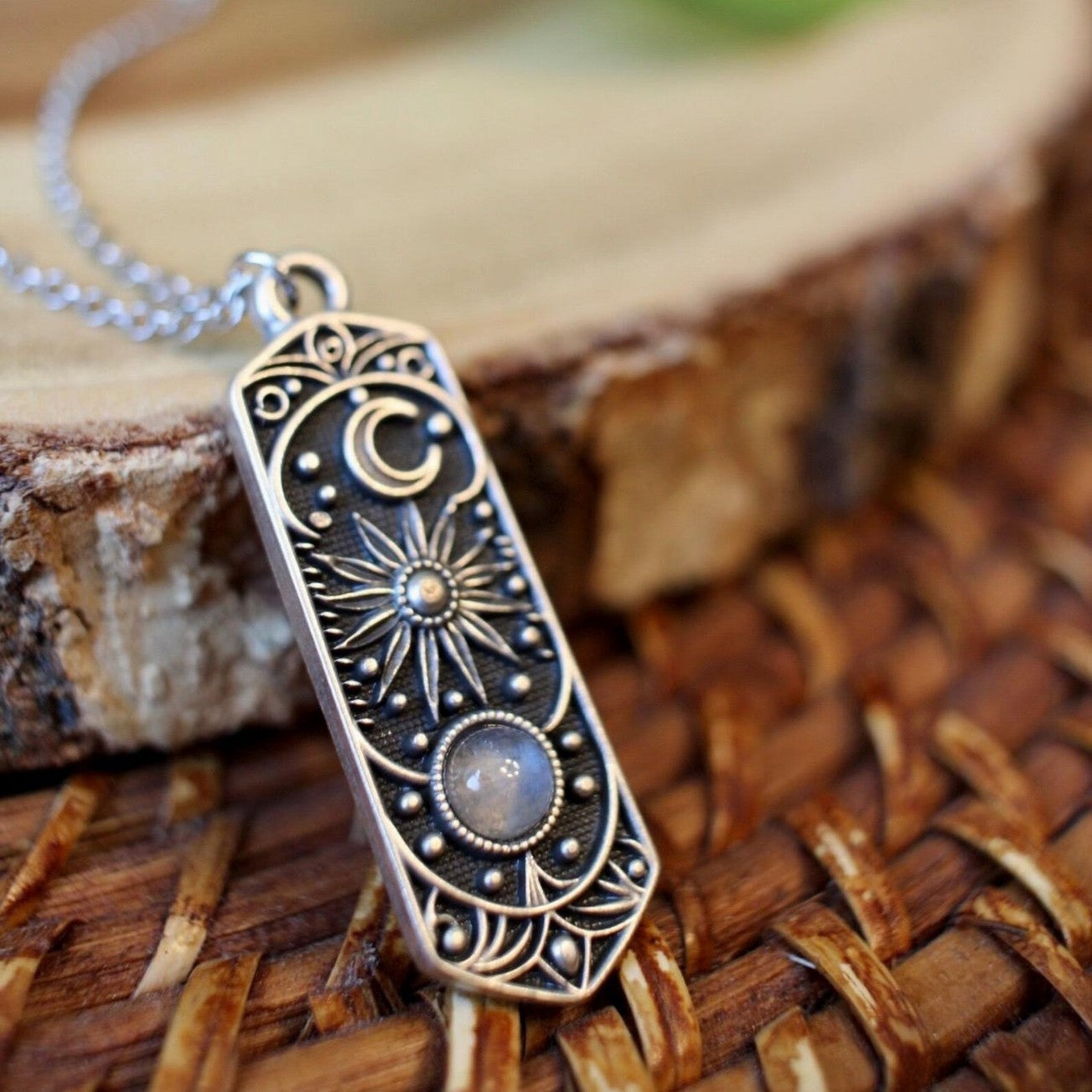 Silver Universe Sun Moon Star Gem Necklace Jewelry Personality Wholesale