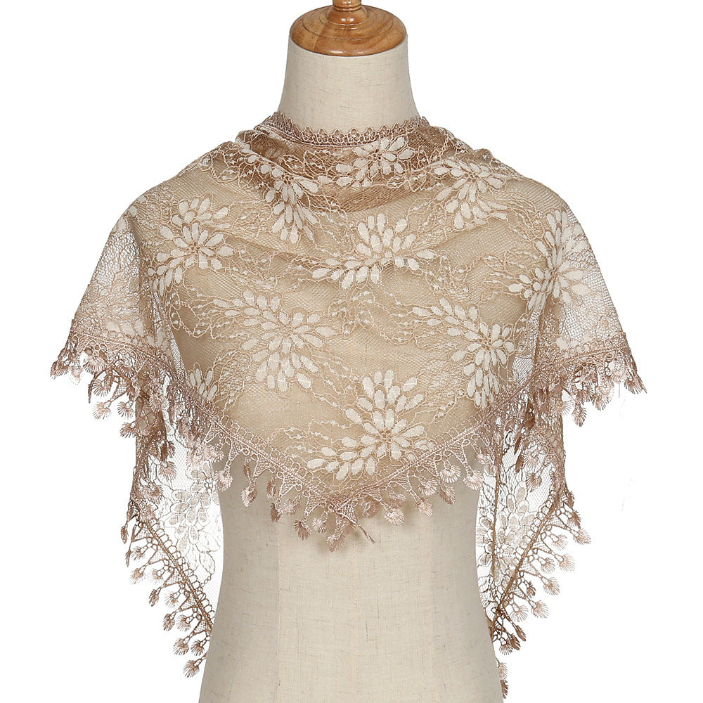 Korean Lace Monochrome Triangle Shawl