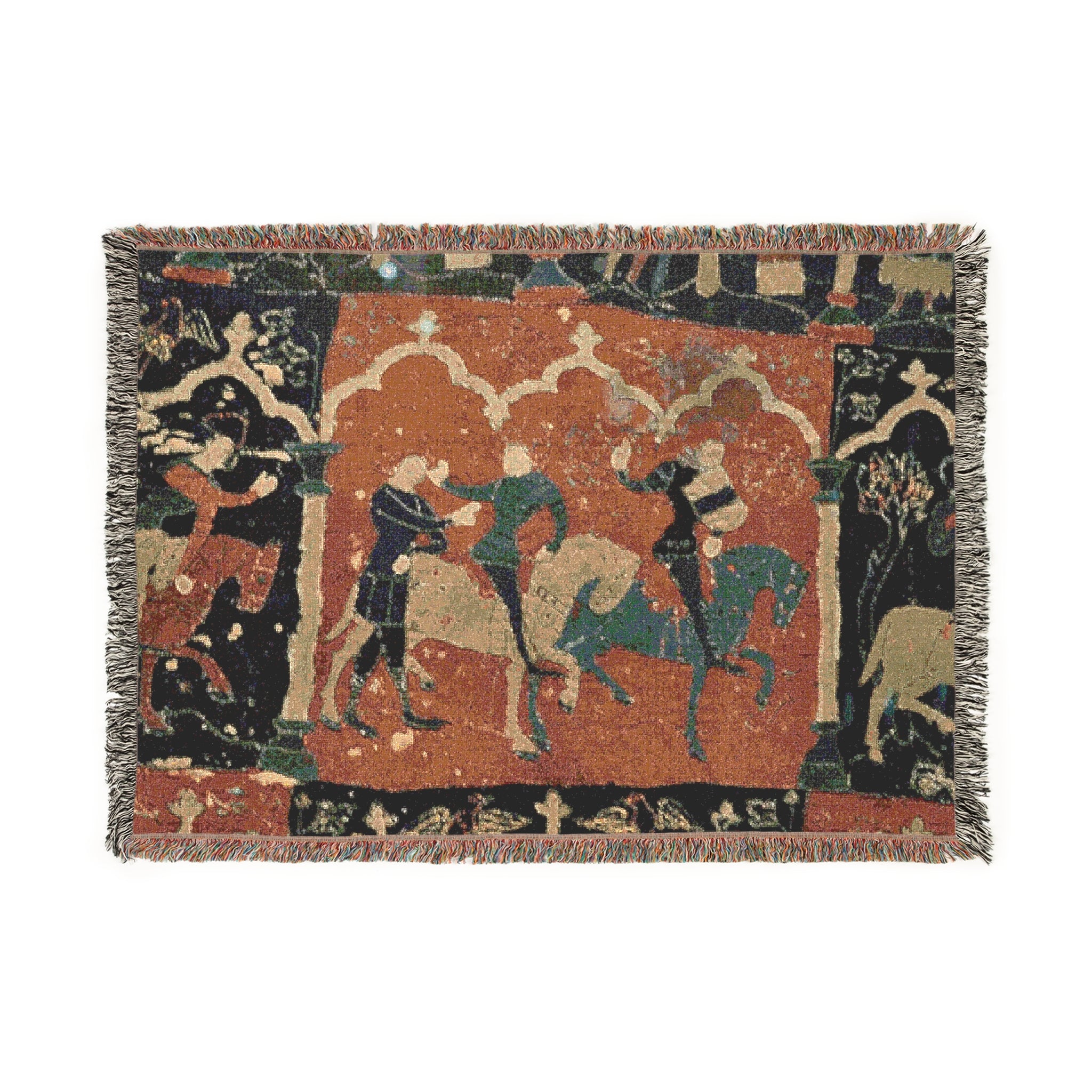 Woven Tapestry Throw Blanket of "Tristan Journeying to Ireland", Gift for Art Lovers, Cozy Home Accent