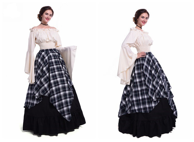 New European And American Long Sleeve Dress Women's Medieval Clothing