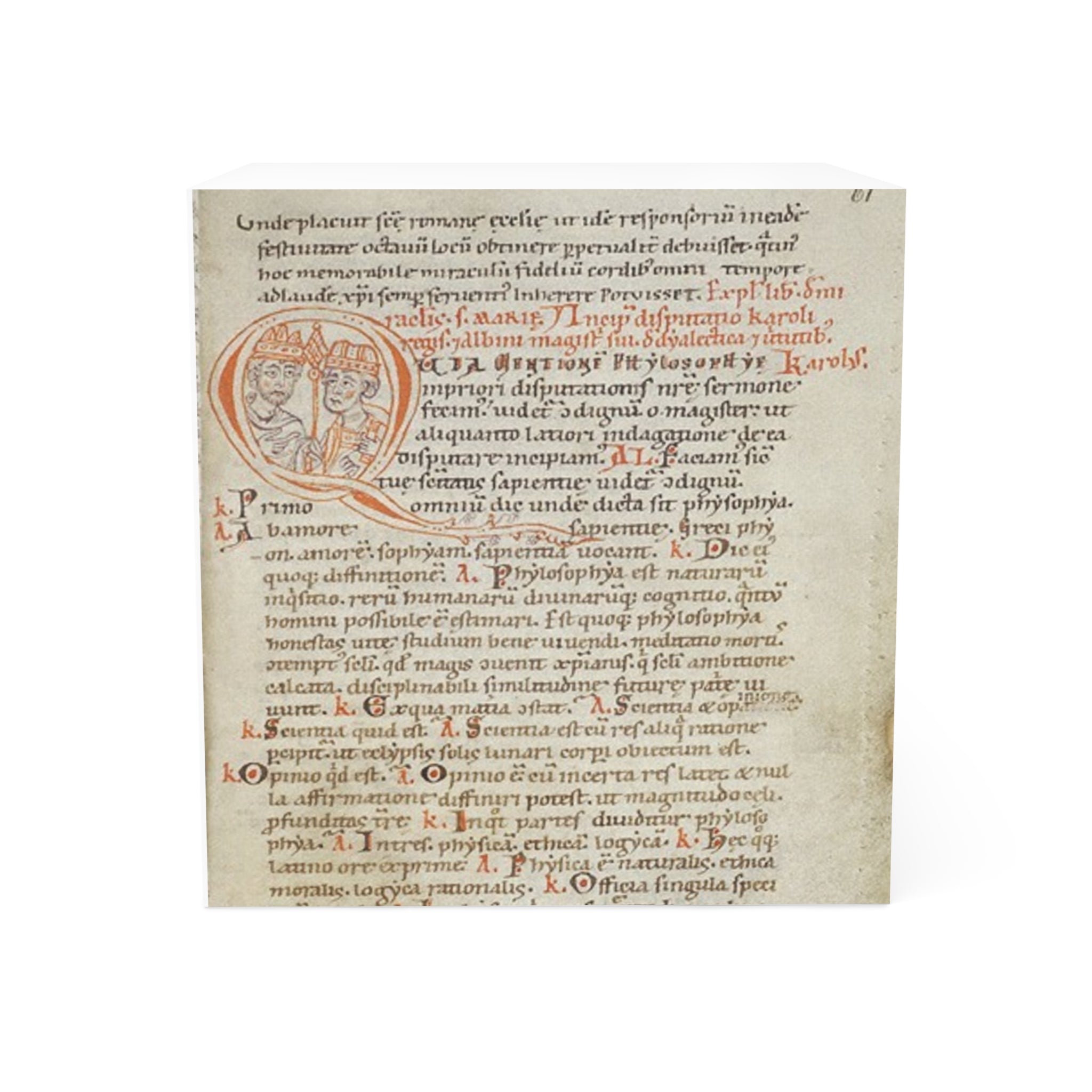 Medieval Manuscript Note Cube,  'Alcuin Dialectic'