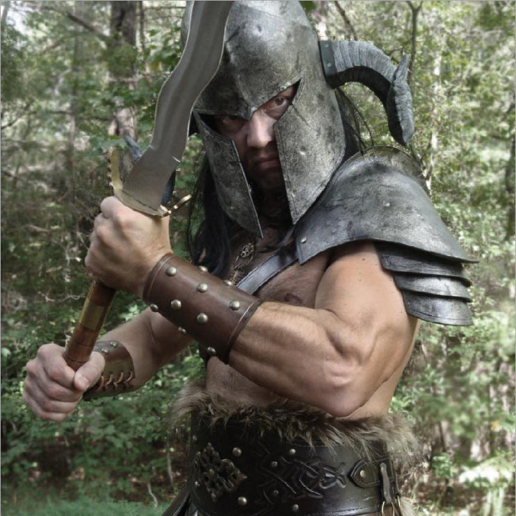 European Medieval Warrior PU Leather Rivet Wrist Brace