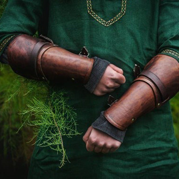 Medieval Renaissance Warrior PU Leather Wrist Gloves